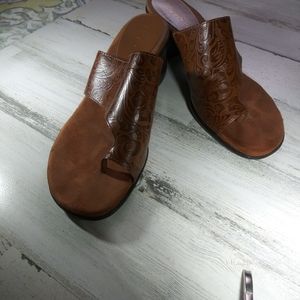 Aerosols,brown, stack heal, sandals